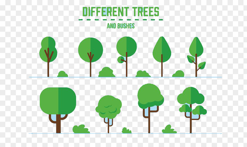 Green Tree Flat Design Leaf Text Illustration PNG