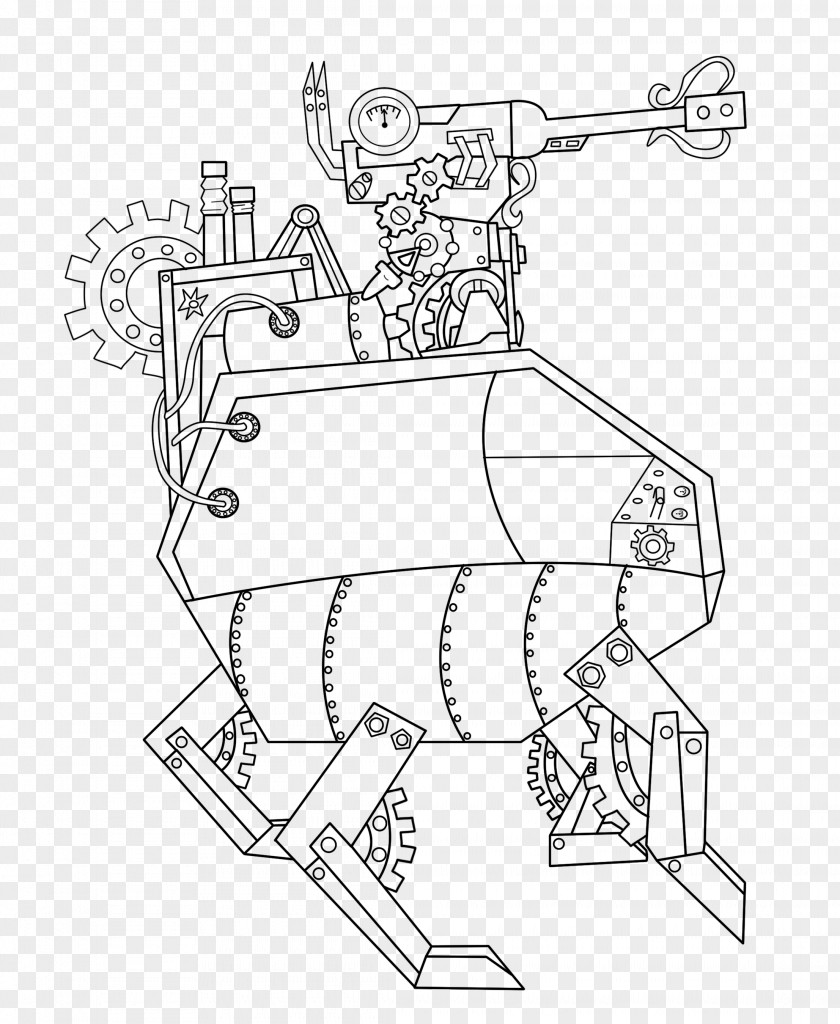 Steampunk Line Art Drawing PNG