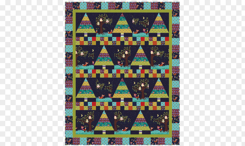 Woodland Animals Patchwork Quilt Butterfly Textile Pattern PNG