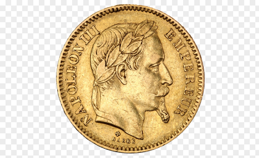 Coin Napoléon Gold France French Franc PNG