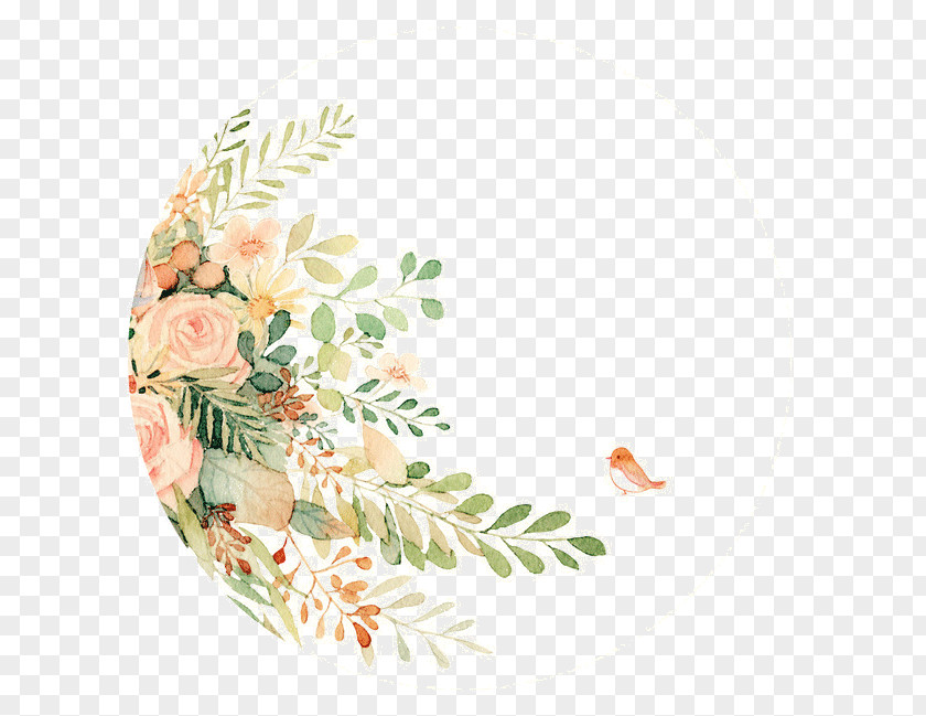 Round Decorative Hand-painted Flower Edge Download Computer File PNG