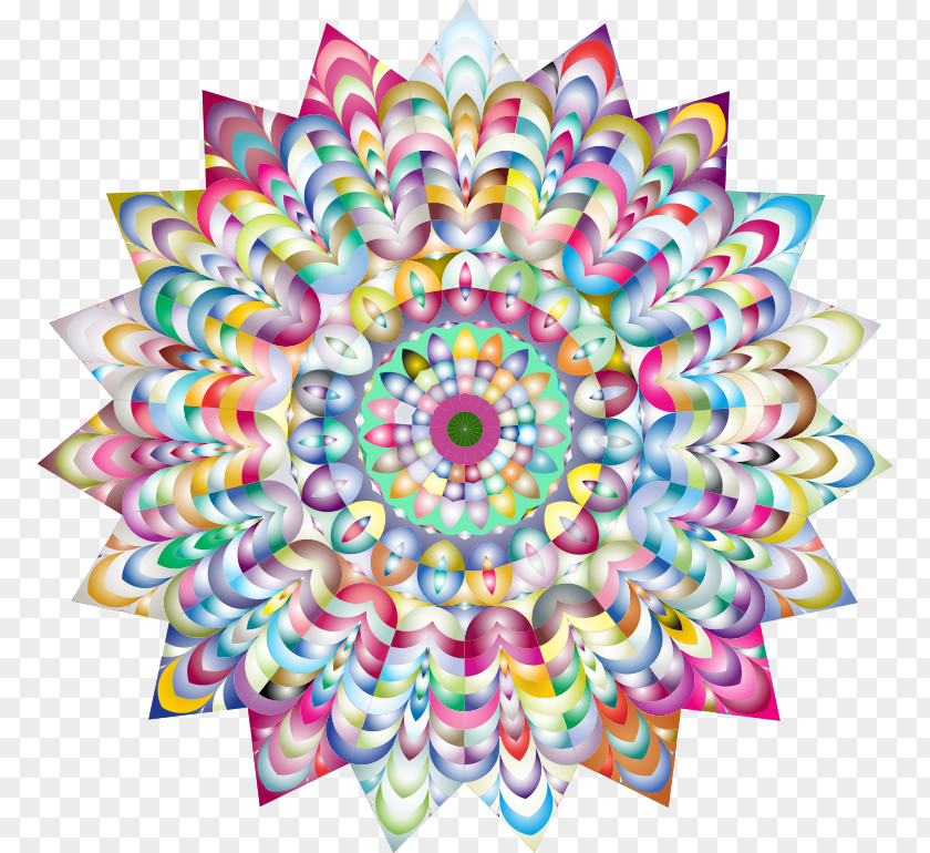 Rainbow Mandala Kaleidoscope Image Clip Art PNG