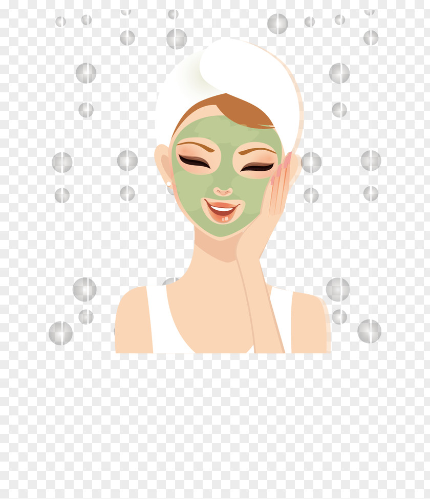 Skin Beauty Cartoon Face Mask Apply Facial PNG
