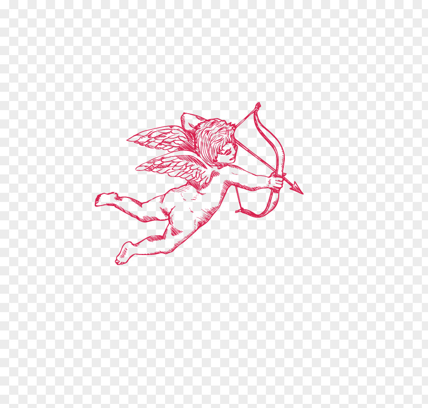Archery Cupid Painted Red Adobe Illustrator Illustration PNG