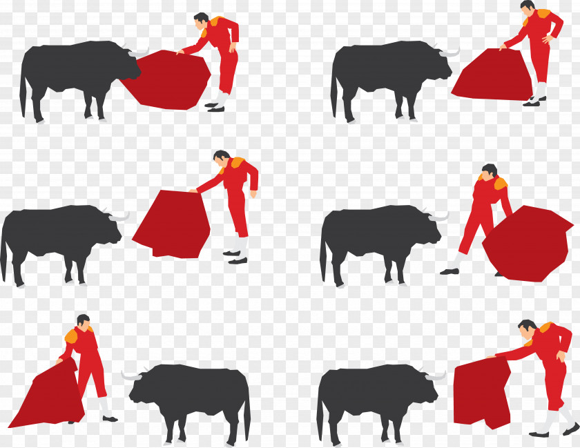 Cartoon Bullfight Warrior Cattle Ox Bullring Bullfighting Bullfighter PNG