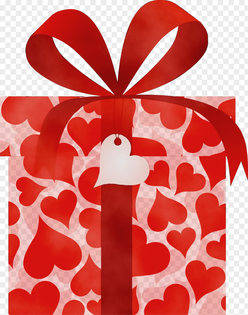 Red Carmine Heart Ribbon Gift Wrapping PNG