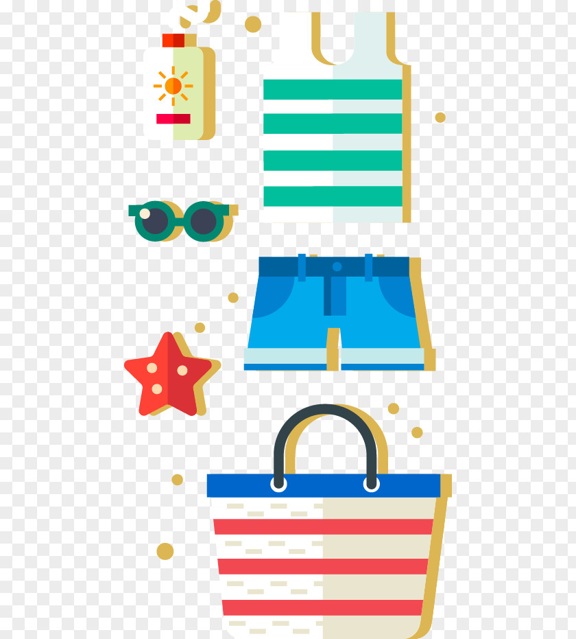 Beach Items Vector Drawing Illustration PNG