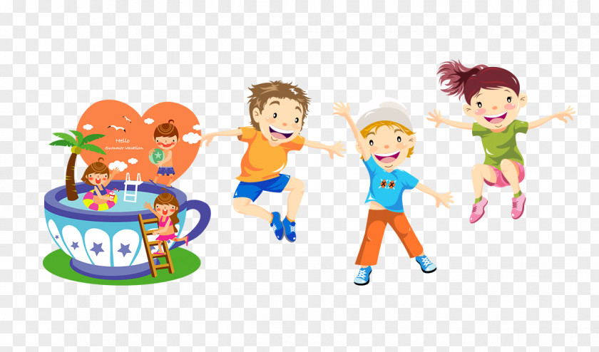 Play Cartoon Kids Child Jumping Illustration PNG