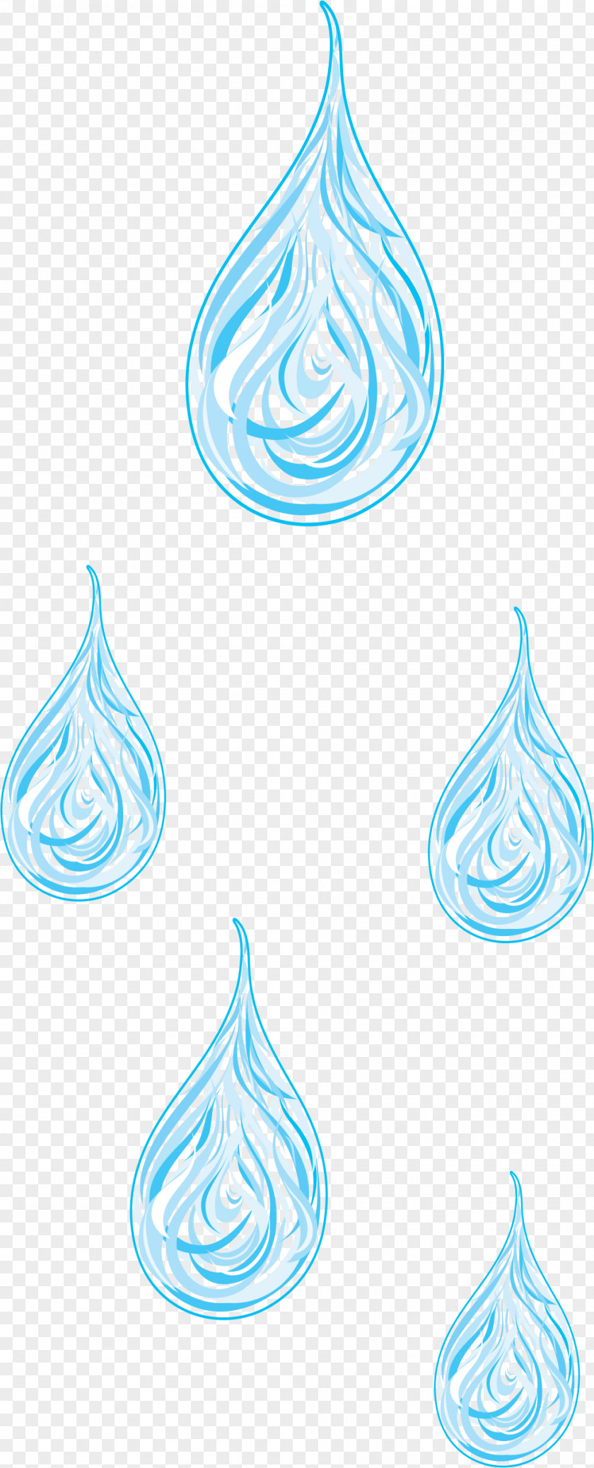 Blue Water Droplets Float Drop Line Art Cartoon PNG