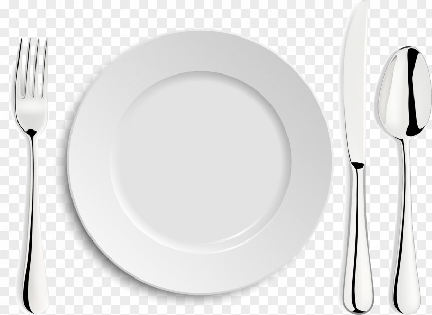 White, Simple Knife And Fork Dish Tableware White Plate PNG