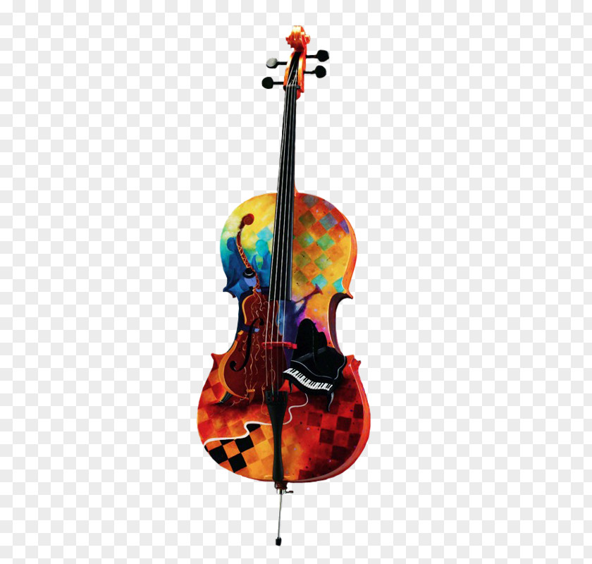 Color Violin And Piano Cello Musical Instrument Painting PNG