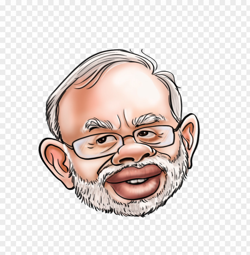 Modi Laughter Caricature Politician Face PNG