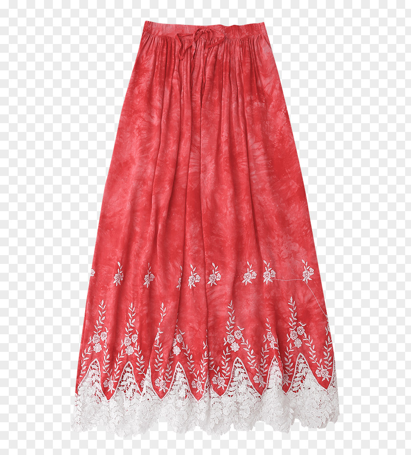 Red Lace Dress Skirt Ruffle Waist Velvet PNG
