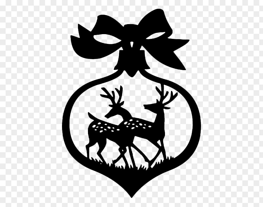 Silhouette Reindeer Candy Cane Christmas Papercutting PNG