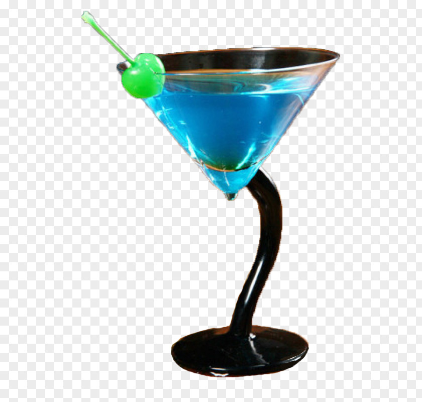 Tapered Glass Goblet Blue Cocktail Hawaii Lagoon Garnish Martini PNG