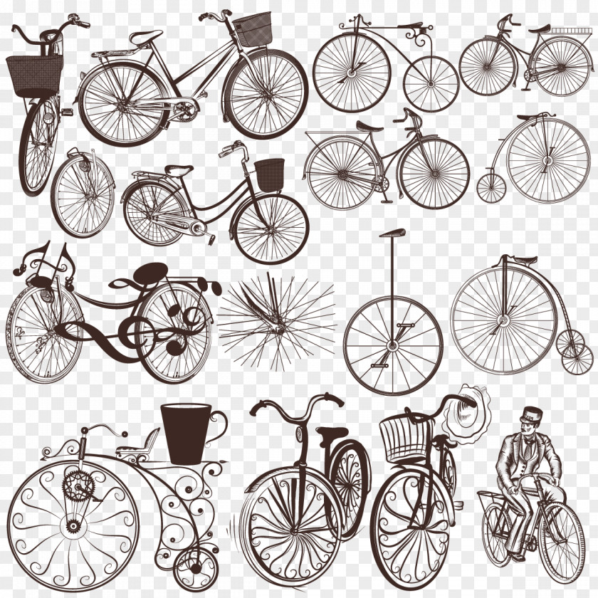 Vector Hand-painted All Kinds Of Bicycle Cycling Stock Photography Illustration PNG