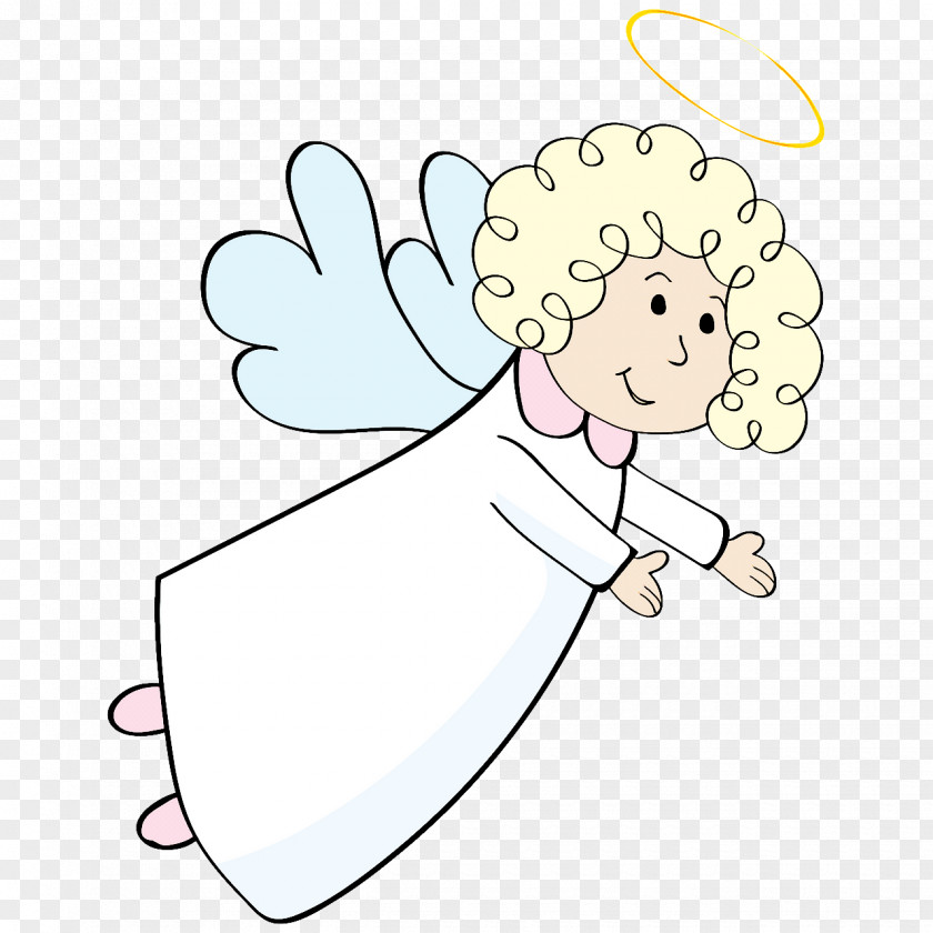 White Cartoon Head Angel Line Art PNG