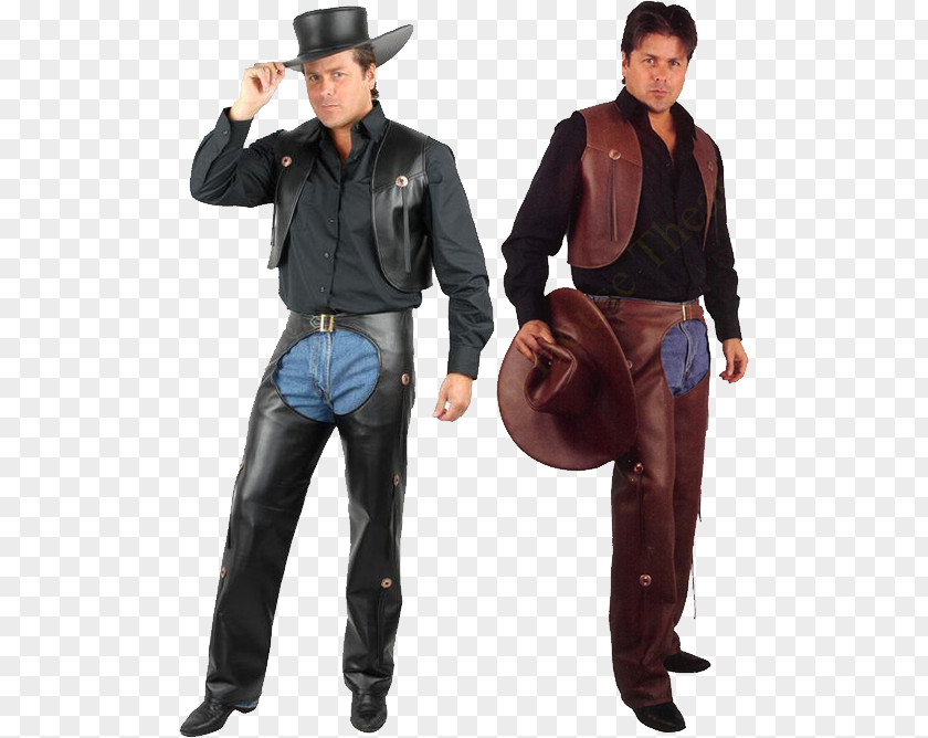 Cowboy Chaps American Frontier Halloween Costume Waistcoat PNG