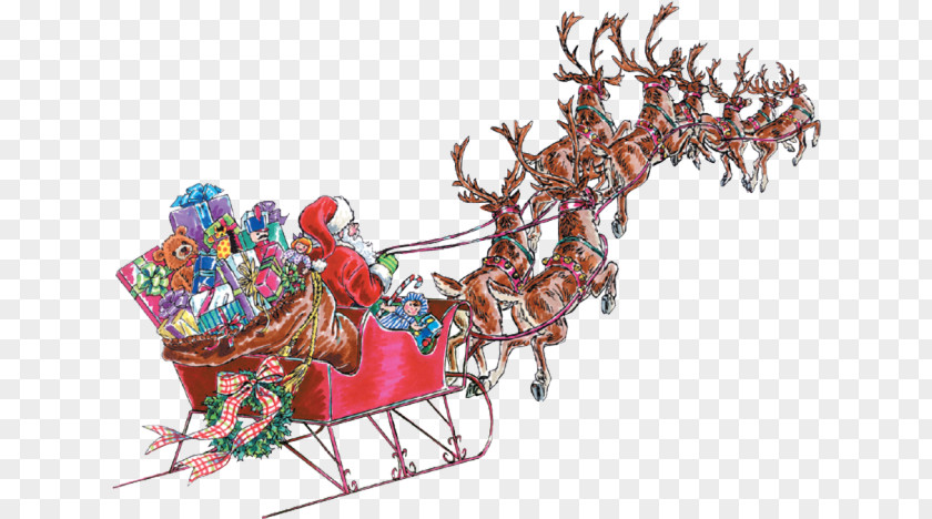 Flying Santa Claus's Reindeer Rudolph Clip Art PNG
