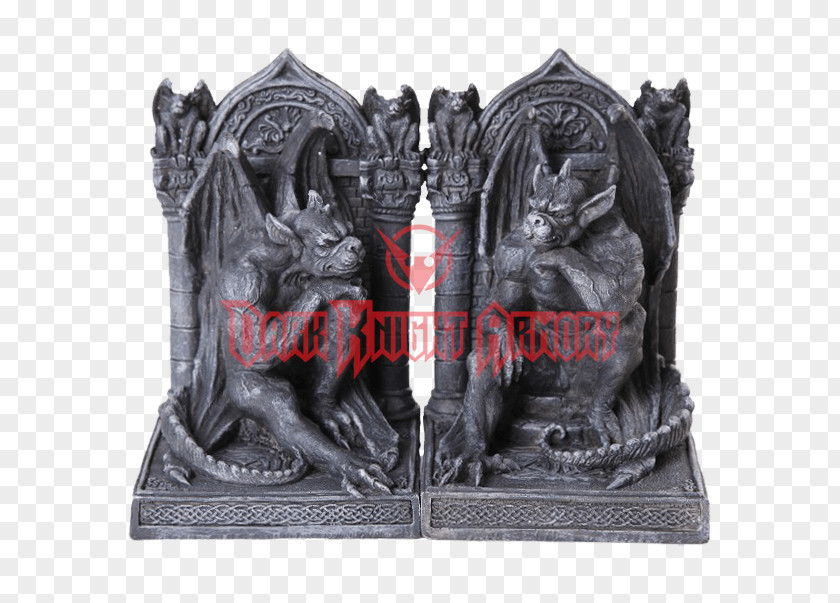 Grey Gargoyle Statue Gothic Architecture Bookend Sculpture PNG