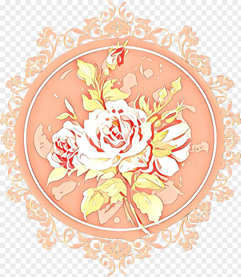 Ornament Peach Floral Design PNG