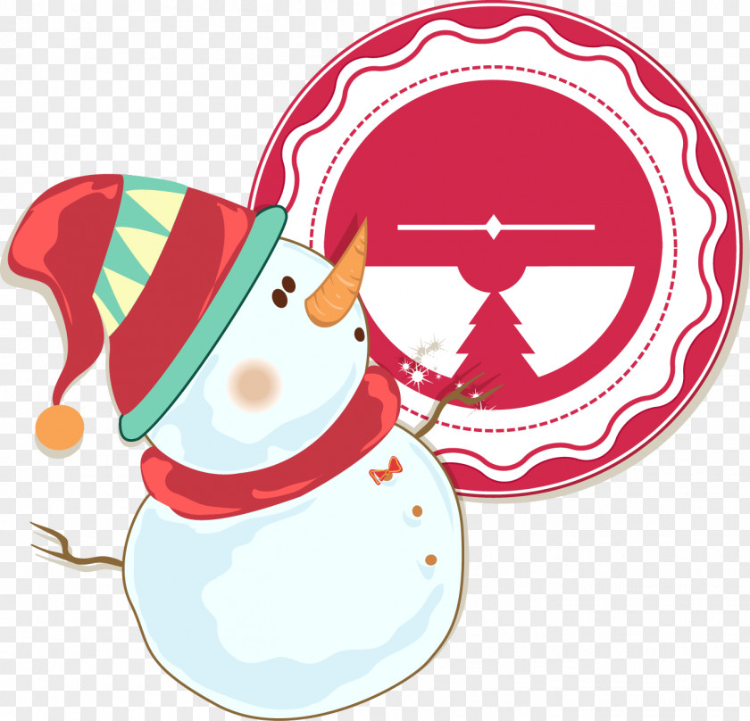 Snowman And Flag Christmas Illustration PNG