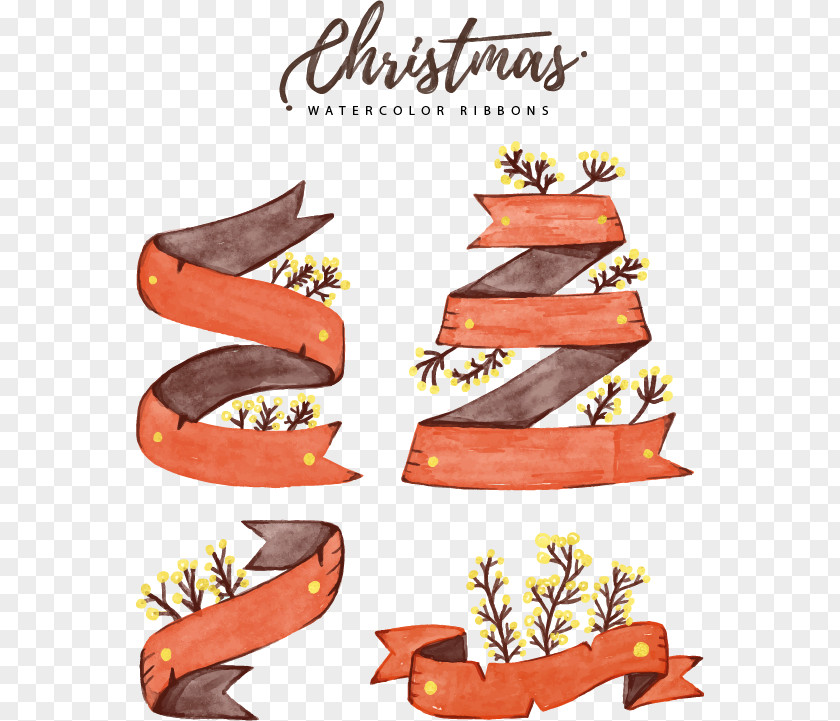 Painted Red Holiday Ribbon Christmas PNG