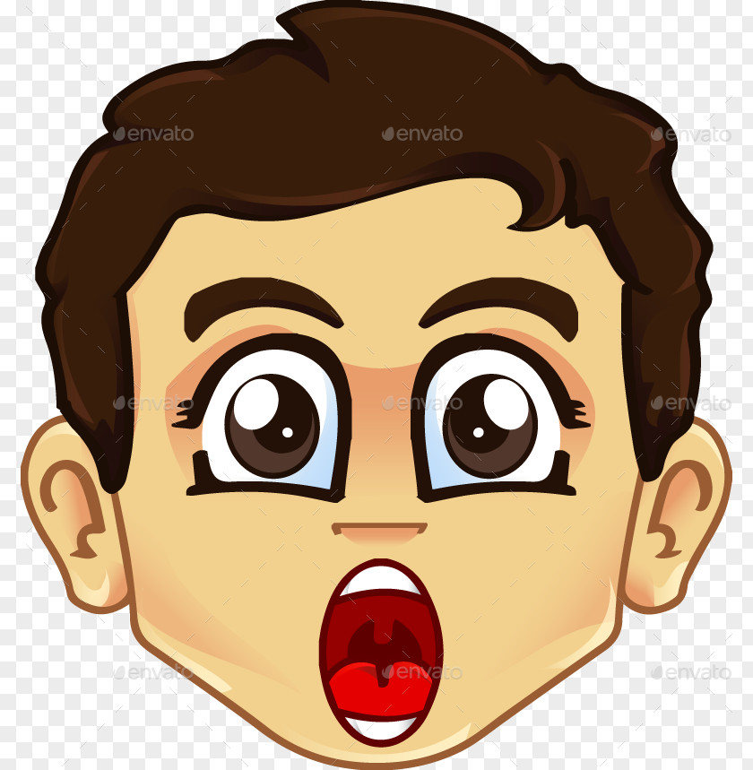 Shock Cartoon Head Facial Expression Clip Art PNG