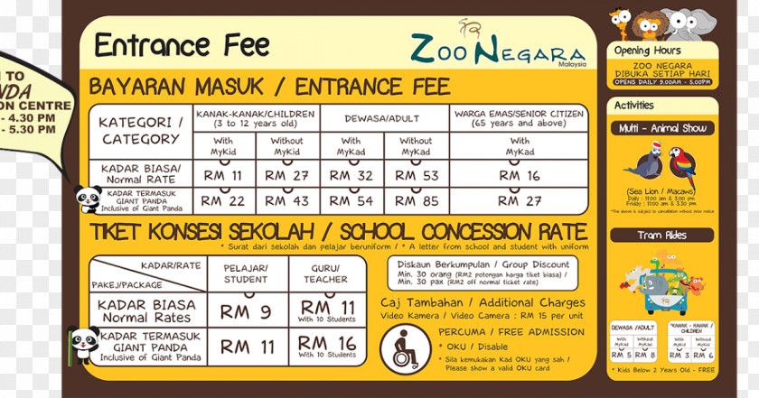 Animal Mall Aquaria KLCC National Zoo Of Malaysia Taiping Ticket PNG