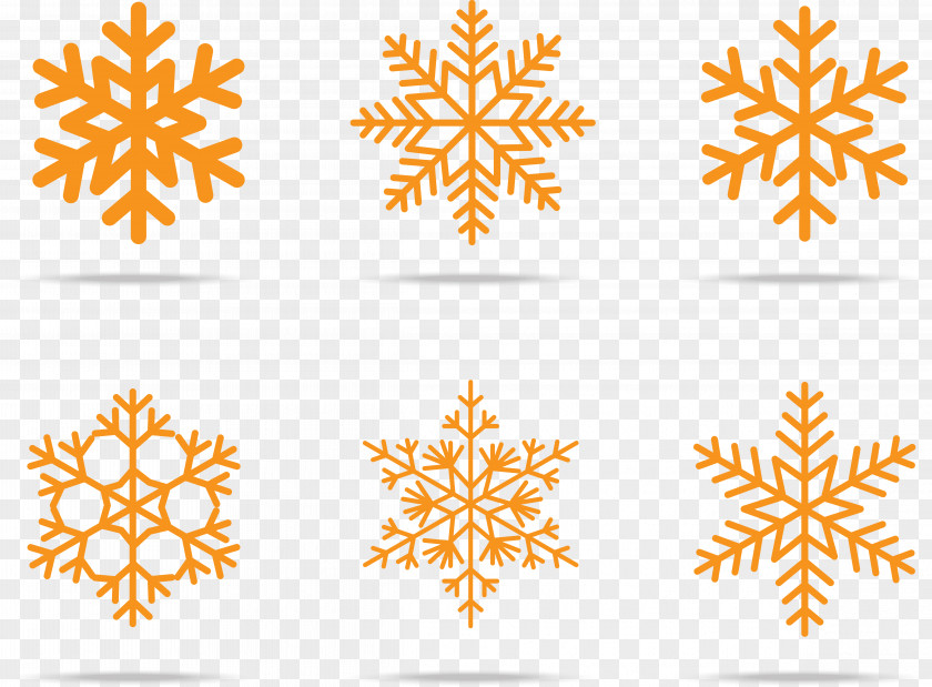 Orange Snowflakes Snowflake Winter Pattern PNG