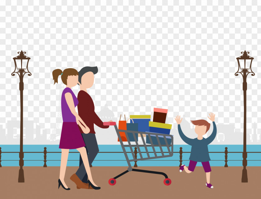 Man Pushing A Shopping Cart Adobe Illustrator Illustration PNG