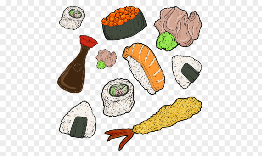 Cartoon Sushi Food Drawing Art PNG