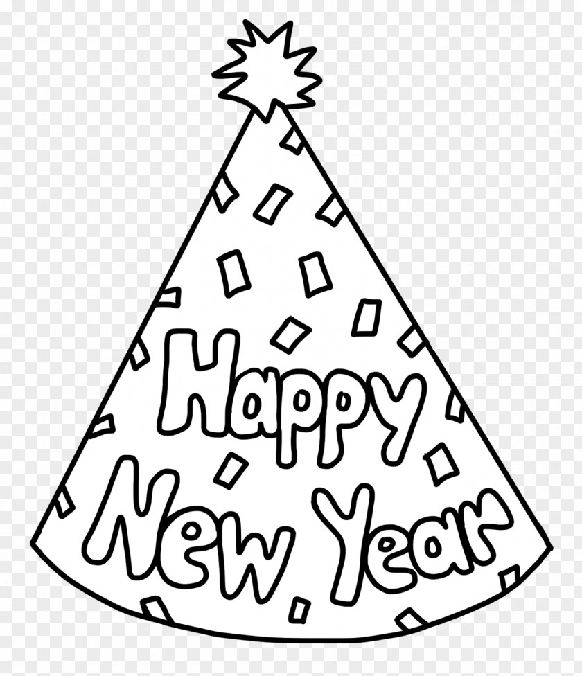 Happy New Year Year's Day Eve Party Hat Coloring Book PNG