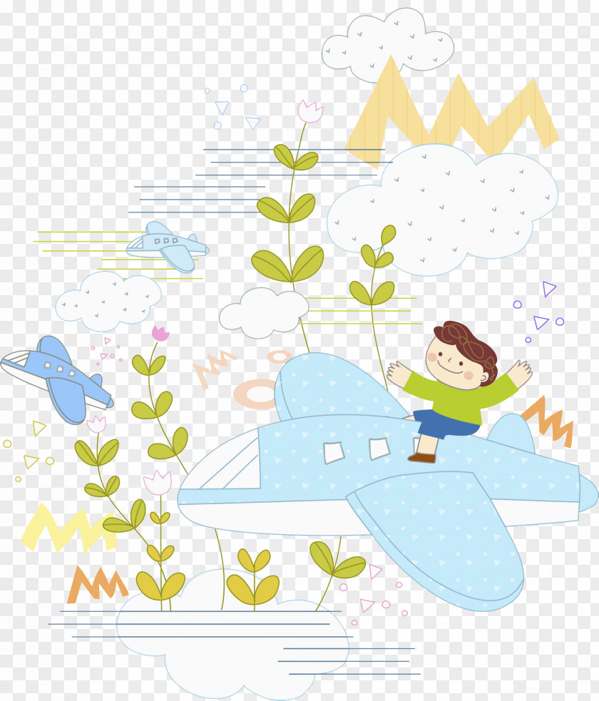 Plane Boy Airplane Drawing Illustration PNG