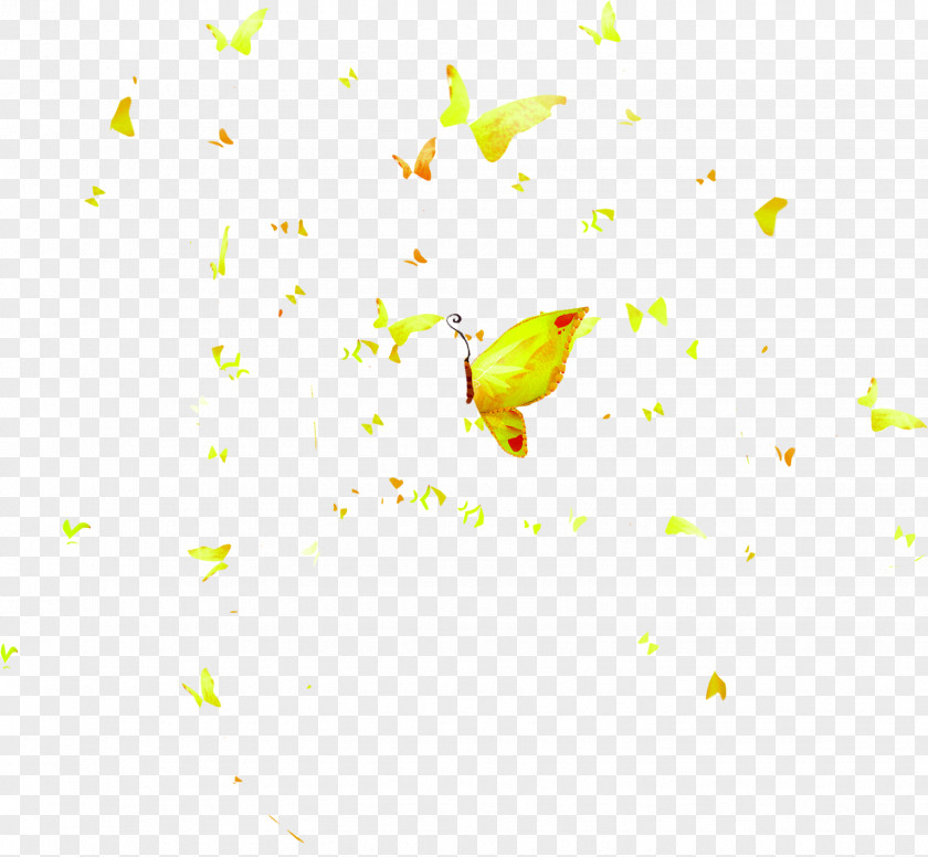 Flying Yellow Butterfly Creative Gold PNG
