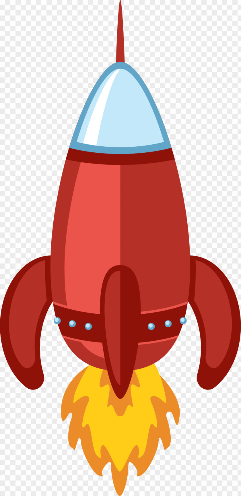 Red Flame Rocket Pattern Spacecraft Cartoon PNG