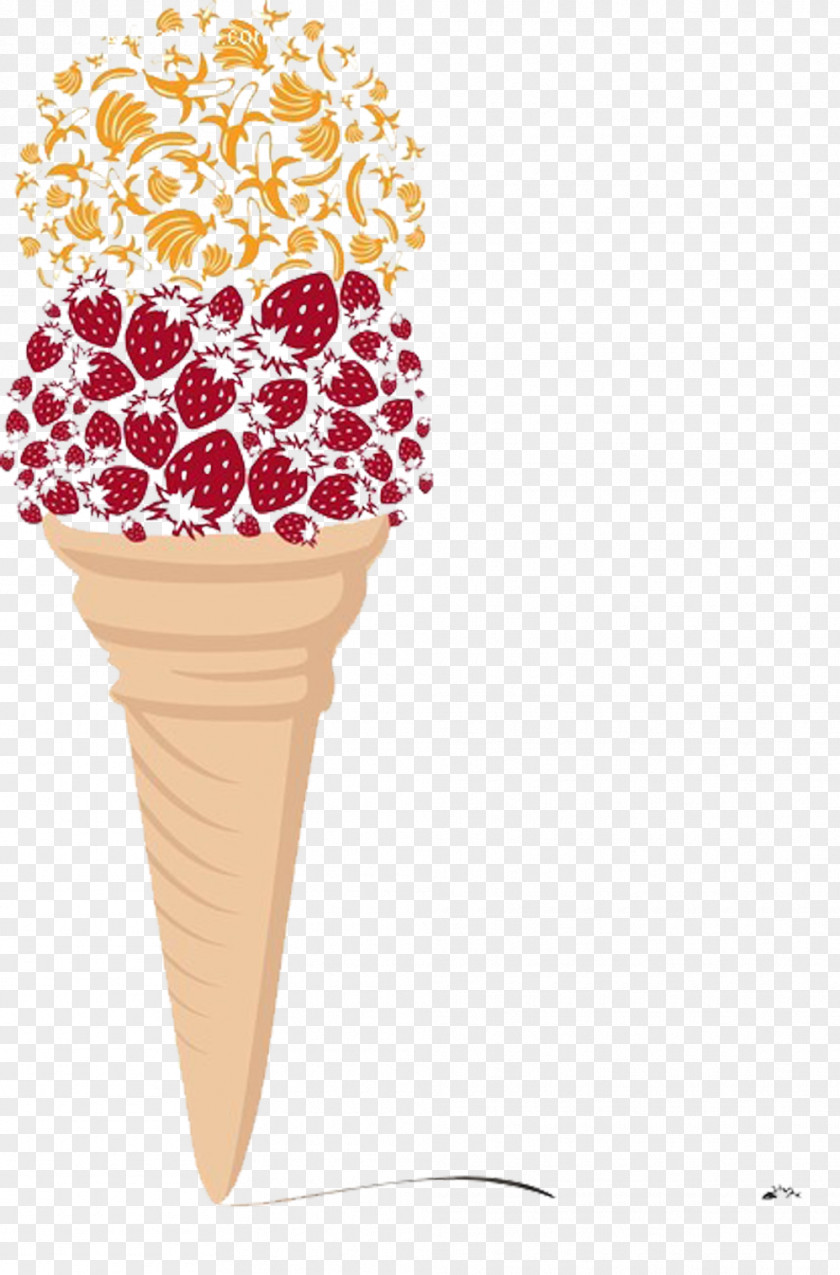 Strawberry Banana Ice Cream Picture Material PNG