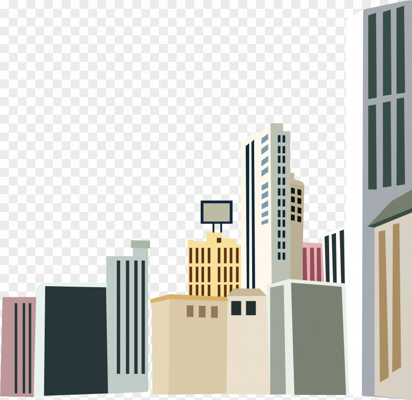 Vector Cartoon Hand-painted City Building Skyscrapers Skyscraper PNG