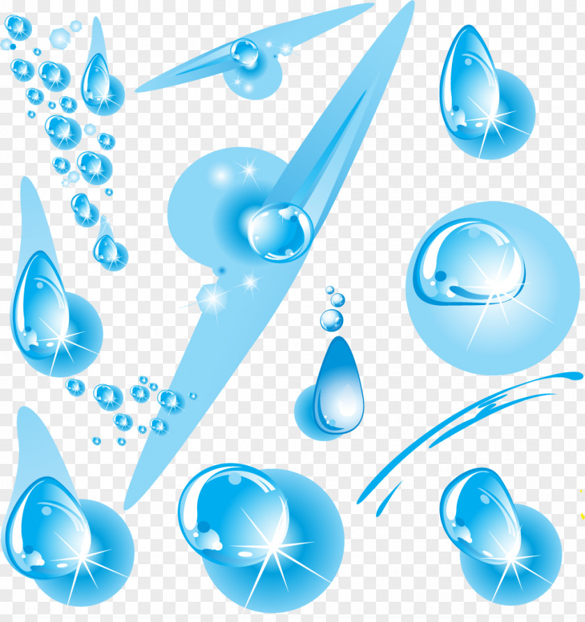 Vector Hand-painted Blue Drops Drop Clip Art PNG