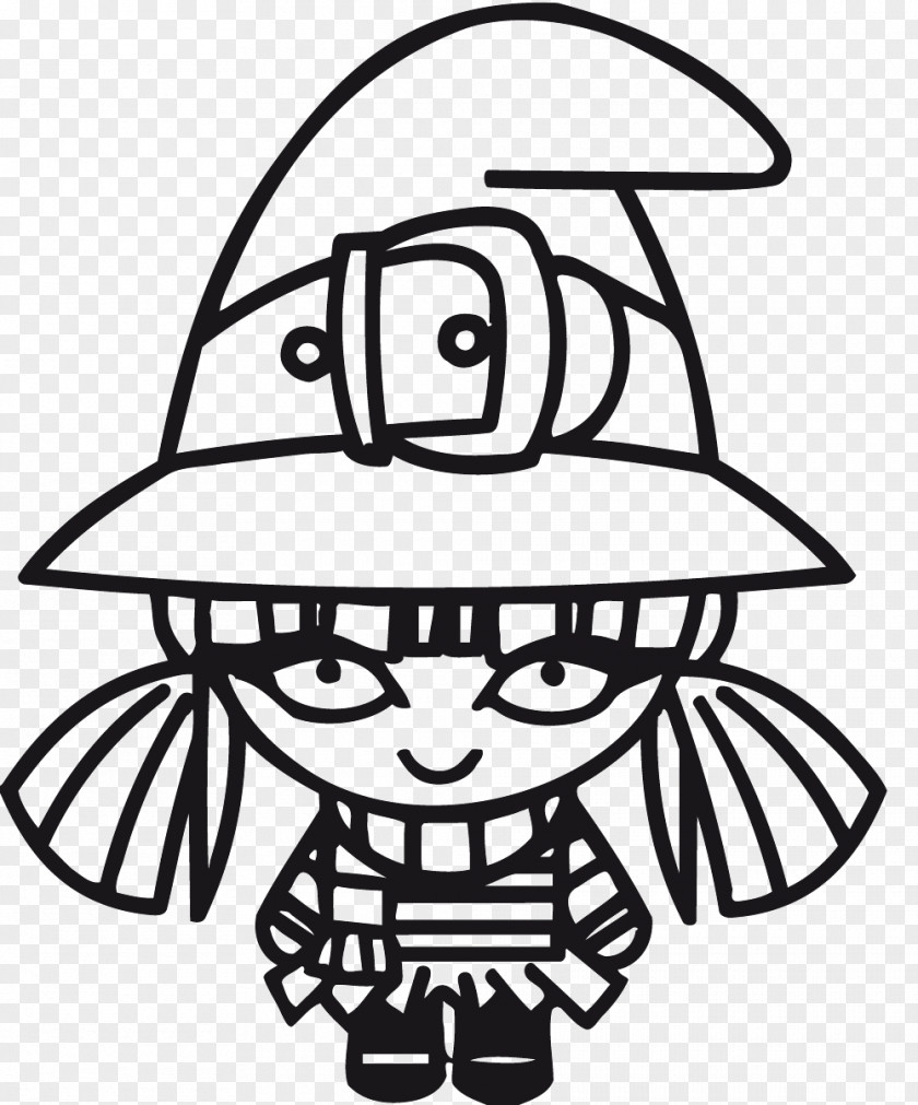 Witch Drawing Happy Halloween! Coloring Book PNG