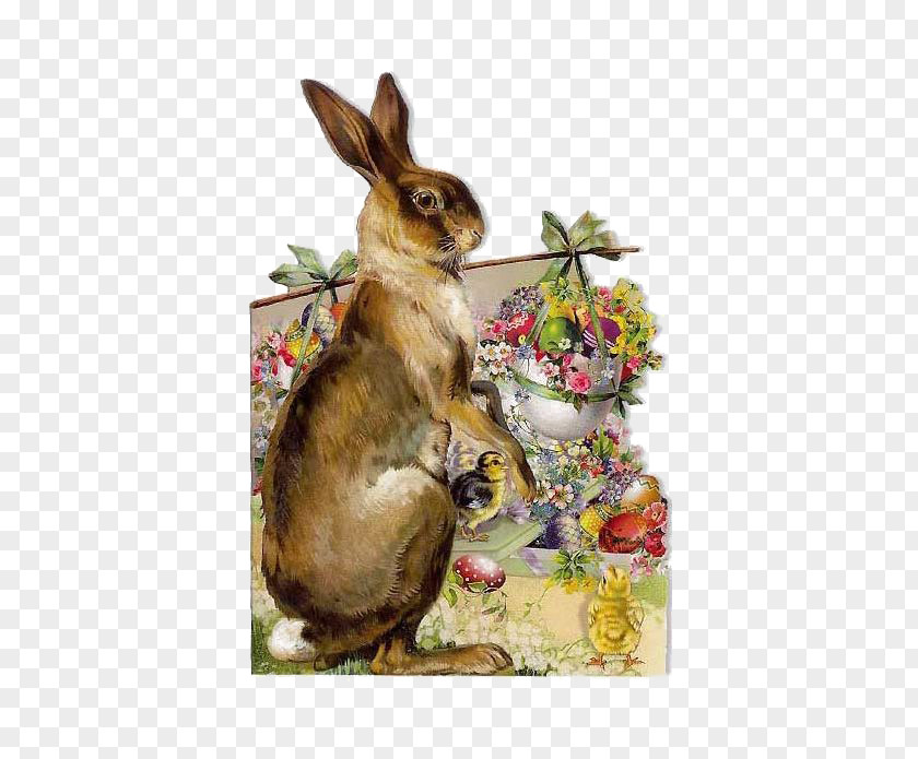 Retro Rabbit Illustration Easter Bunny Mother Egg PNG