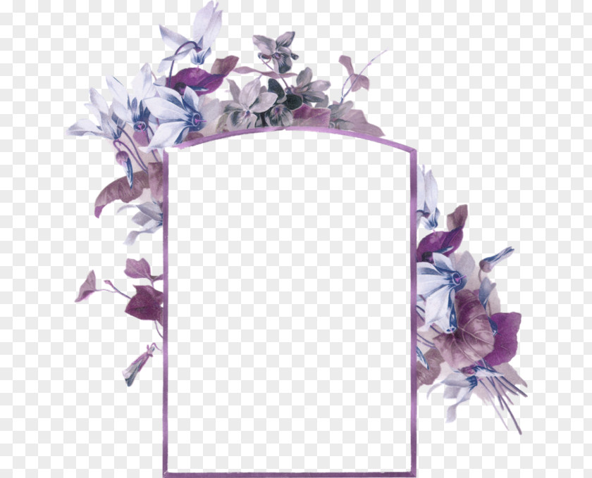 Purple Fresh Flowers Border Texture Bee Paper Picture Frame Flower Business Card PNG