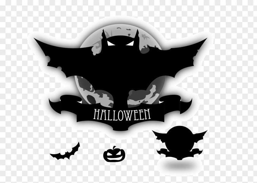 Black Bat Halloween Jack-o'-lantern Clip Art PNG