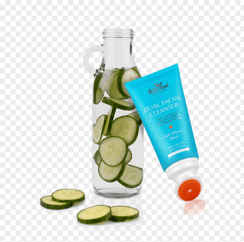 Cucumber Detox Glass Bottle PNG