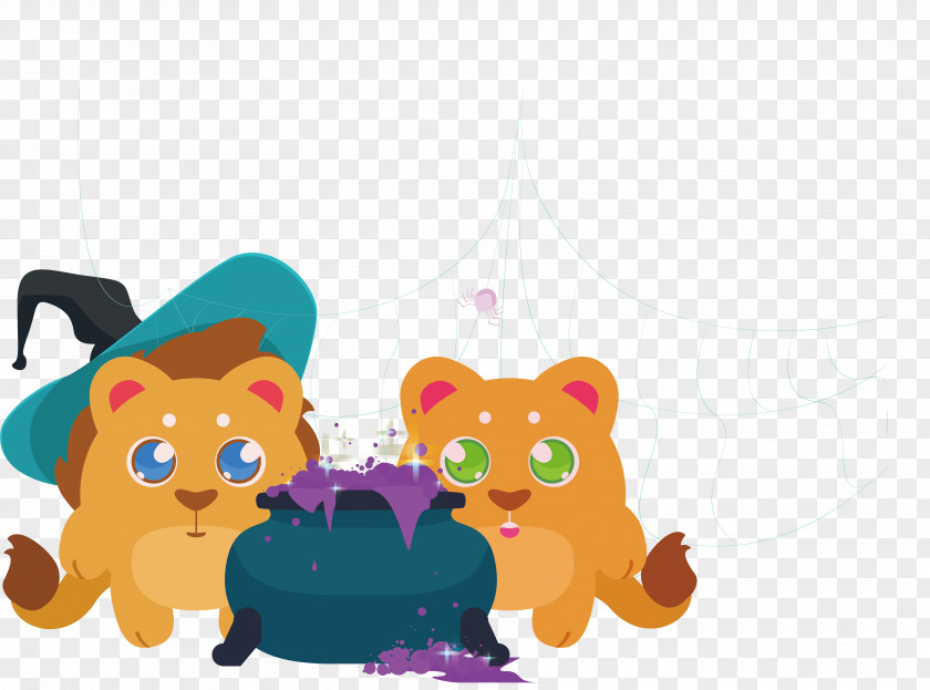 Cute Witch Puppy Halloween Dog Illustration PNG