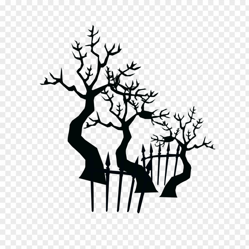 Black Tree Silhouette Halloween Computer File PNG