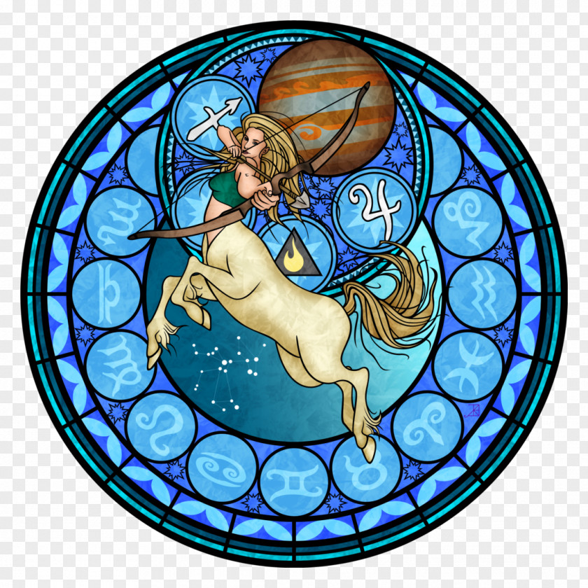 Sagittarius Zodiac Astrological Sign Astrology Stained Glass PNG