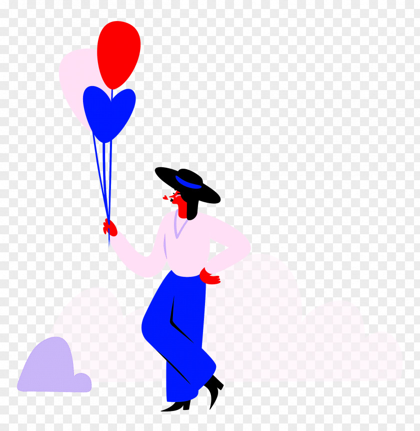 Park Walking Holding Balloons PNG