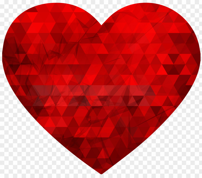 Polygonal Heart Red Pattern PNG