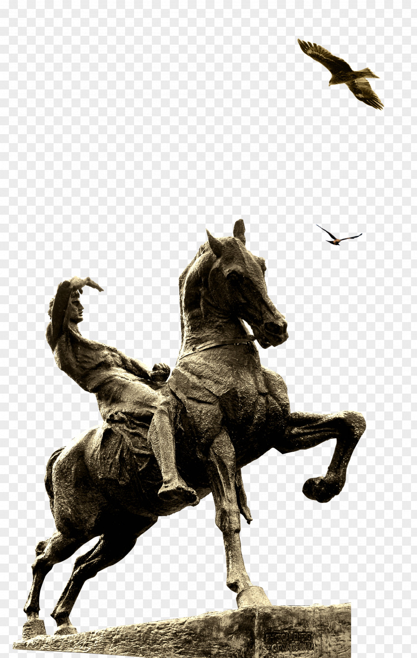 Terracotta Forward Horse Pony Statue Poster PNG